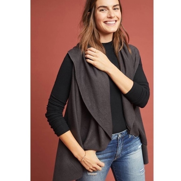 Anthropologie Sweaters - Anthropologie Moth Brand Grey Cascades Sweater Shawl Vest